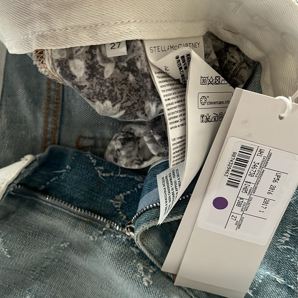 NWT Stella McCartney Italy Blue Denim Distressed Star Short Size 27 - Picture 13 of 13